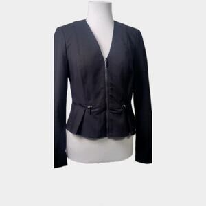 bebe Black Peplum Zippered Jacket Size 6 (small)